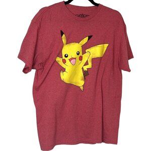 Pokemon Pikachu Large Red Men's Graphic T-Shirt 2014